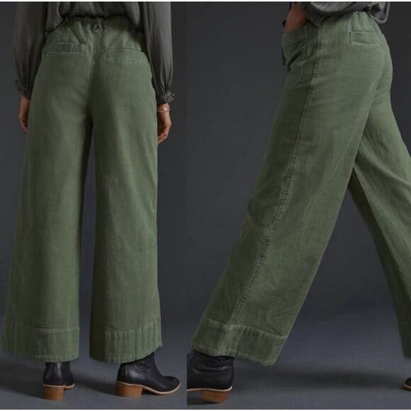 Pilcro Anthropologie The Pilot Wide Leg Pants Green Pockets Women’s Size Small - Picture 2 of 12